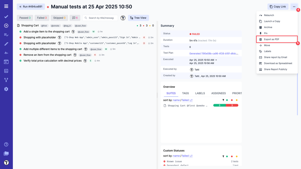 Testomat.io - export as PDF