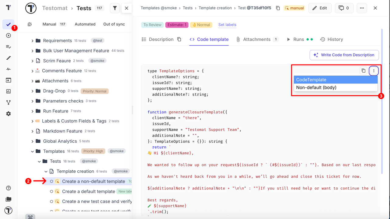 Applying Code Template